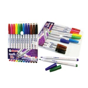 ปากกาสีเมจิกชุด 12 สีตราม้า รุ่น H-110 (ลายริ้วใหม่)