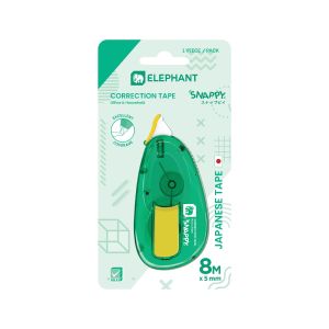 เทปลบคำผิด ตราช้าง Snappy 5มม. x 8ม. สีเขียว