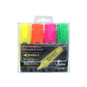 ปากกาเน้นข้อความสปาร์คเกิ้ล คละสี 4C ตราช้าง