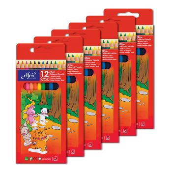 ดินสอสีแท่งยาว เอลเฟ่น 12 สี (6กล่อง/แพ็ค)