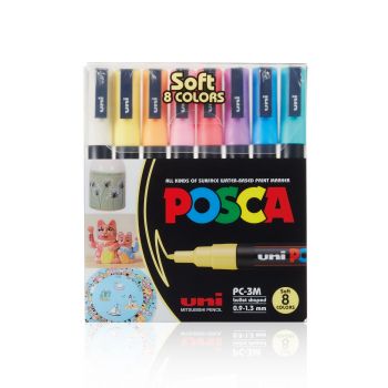 ปากกามาร์คเกอร์ UNI POSCA PC-3M SOFT COLOR 8C (อินเตอร์)