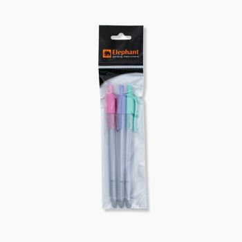 ปากกาลูกลื่น 0.5 มม. ตราช้าง Drift Trio หมึกสีน้ำเงินคละสี (แพ็ค 3 ด้าม) 