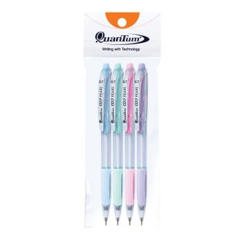 ปากกาลูกลื่น 0.7 มม. Quantum 007 Pearl หมึกสีน้ำเงิน ด้ามคละสี (4ด้าม/ถุง)