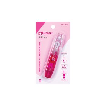 เทปลบคำผิด & ไฮไลท์เตอร์ ตราช้าง CHT Shiny สีชมพู