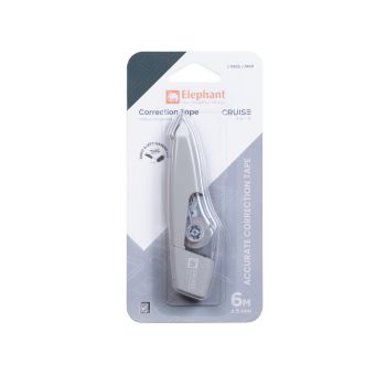 เทปลบคำผิดตราช้างรุ่น ครูซ 5มม. x 6ม. สีเทา