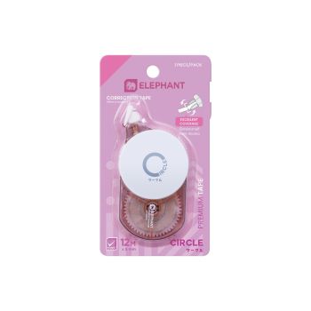 เทปลบคำผิดตราช้างรุ่น เซอร์เคิล 5มม. x 12ม. สีชมพู