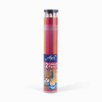 ดินสอสีแท่งยาว 12สี เอลเฟ่น รุ่นกระบอก