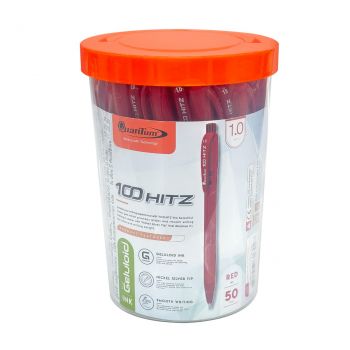 ปากกาลูกลื่น 1.0 มม. Quantum 100 Hitz หมึกสีแดง (กระบอก 50 ด้าม)