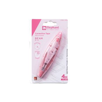 เทปลบคำผิด ตราช้าง Beam 5มม. x 4ม. สีชมพู