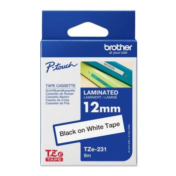 เทปพิมพ์อักษรขนาด 12 มม. Brother รุ่น TZE-231 อักษรดำพื้นขาว
