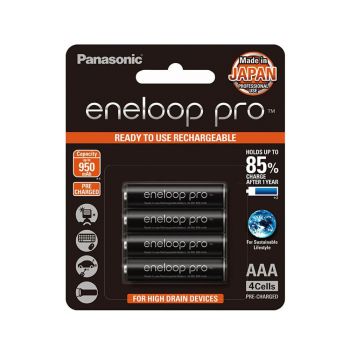 ถ่านชาร์จ Panasonic eneloop Pro ขนาด AAA (แพ็ค/4ก้อน)