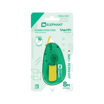 เทปลบคำผิด ตราช้าง Snappy 5มม. x 8ม. สีเขียว