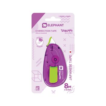 เทปลบคำผิด ตราช้าง Snappy 5มม. x 8ม. สีม่วง