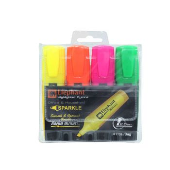 (LD206918) ปากกาเน้นข้อความสปาร์คเกิ้ล คละ 4 สี ตราช้าง
