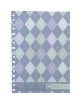 สมุดบันทึกริมลวด ตราช้าง WSC-101 ลายสก็อต ขนาด A6 (คละลาย)