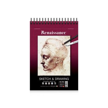 สมุดสเก็ตซ์ผิวเรียบริมลวด 90แกรม 60แผ่น เรนาซองซ์รุ่น R-702 A5