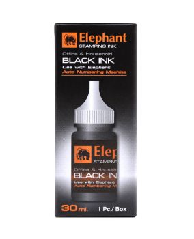 หมึกเติมเครื่องตีเบอร์ สีดำ 30 มล. ตราช้าง