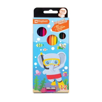 สีไม้แท่งยาว ตราช้าง 12 สี