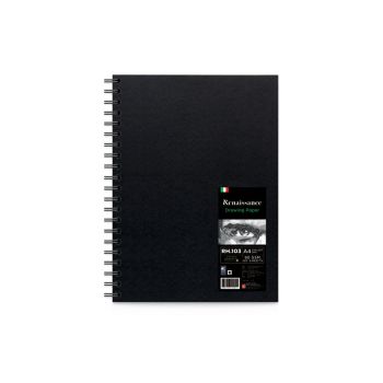 สมุดสเก็ตช์ผิวเรียบซีรี่ย์ปกดำริมลวด 90แกรม 60แผ่น เรนาซองซ์รุ่น RH-103 A4