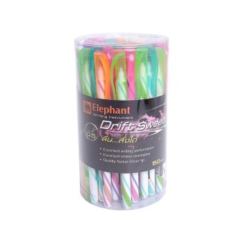 ปากกาลูกลื่น ตราช้าง ดริฟท์สวีทตี้ หมึกน้ำเงิน (กระบอก 50 แท่ง) (คละสี)