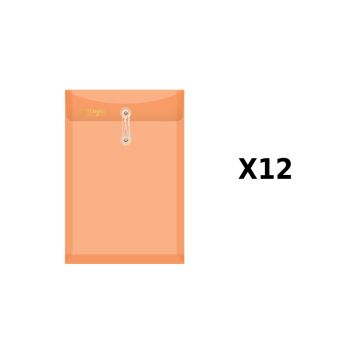 แฟ้มซองพลาสติกผูกเชือกขยายข้าง ตราช้าง 431A4 สีส้ม (12เล่ม/แพ็ค)