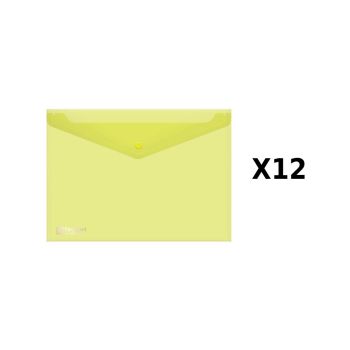 แฟ้มซองกระดุมพลาสติก ตราช้าง 421A4 สีเหลือง (12เล่ม/แพ็ค)