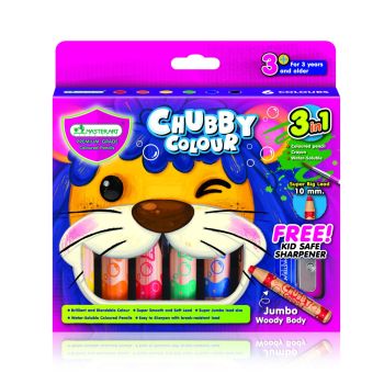 สีไม้จัมโบ้ 6 สี Master Art รุ่น 3 อิน 1