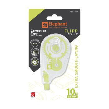 เทปลบคำผิด ตราช้าง Flipp 5มม. x 10ม. สีเขียว