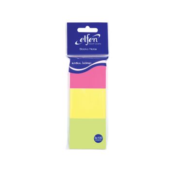 Elfen เอลเฟ่น กระดาษโน้ต กาวในตัว 3 สี 1.5 × 2 นิ้ว 100 แผ่น (3 เล่ม/แพ็ค)