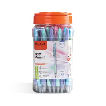 ปากกาลูกลื่น 0.7มม. Quantum 007 Pearl หมึกสีน้ำเงิน ด้ามคละสี (50ด้าม/กระบอก)