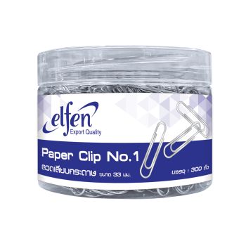ลวดเสียบกระดาษแบบกลม เบอร์ 1(33มม.) เอลเฟ่น กระปุก300ตัว