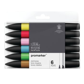 ชุดเซ็ทโปรมาร์กเกอร์บรัช Winsor & Newton 6 สี มิดโทน