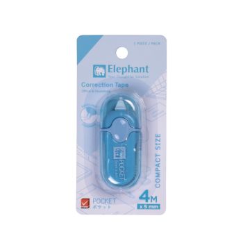 เทปลบคำผิด ตราช้าง Pocket 5มม. x 4ม. สีฟ้า