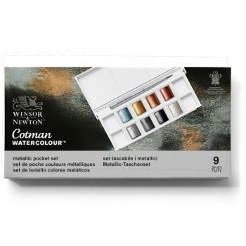 ชุดสีน้ำก้อนคอทแมน Winsor & Newton 8สี Metallic Pocket Set #0390702