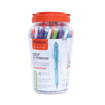 ปากกาลูกลื่น 0.7 มม. Quantum Geluloid X-treme 007 หมึกน้ำเงิน คละสี (กระบอก 50 ด้าม)