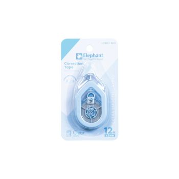 เทปลบคำผิดตราช้างรุ่น เคลียร์ 5มม. x 12ม. สีฟ้า