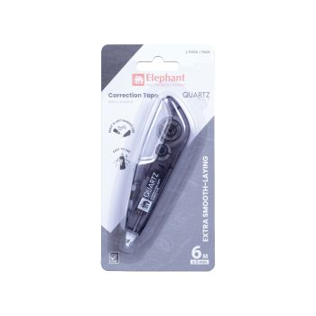 เทปลบคำผิดตราช้างรุ่น ควอทซ์ 5มม. x 6ม. สีดำ