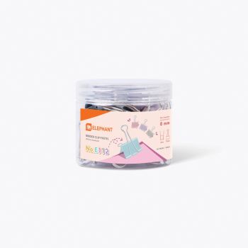 คลิปสีพาสเทลตราช้าง รุ่น E112 19มม. (40ชิ้น/กระปุก)