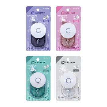 เทปลบคำผิดตราช้างรุ่น เซอร์เคิล 5มม. x 12ม. คละสี