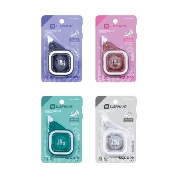 เทปลบคำผิดตราช้างรุ่น สแควร์ 5มม. x 6ม. คละสี