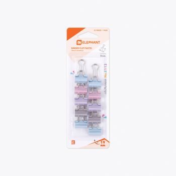 คลิปสีพาสเทลตราช้าง รุ่น E112 19มม. (10ชิ้น/แผง)