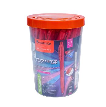ปากกาลูกลื่น 0.7 มม. Quantum 007 Hitz Pastel หมึกแดง (ด้ามคละสี) (กระบอก 50 แท่ง)