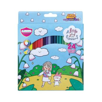 ดินสอสีแท่งยาว 24สี มาสเตอร์อาร์ต รุ่นซิบบิลแอนฟลาวเวอร์ สีฟ้า