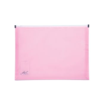 กระเป๋าซิปพลาสติกขยายข้าง เอลเฟ่น ZT01 สีชมพู