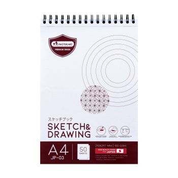 สมุดวาดเขียนมาสเตอร์อาร์ตรุ่น JP-03 ริมลวดผิวเรียบขนาด A4 100แกรม 50แผ่น