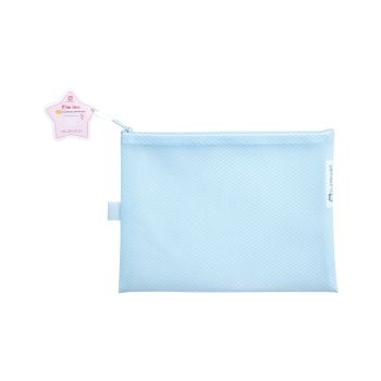 กระเป๋าซิปตาข่ายสี EVA ตราช้างไฟล์ ไอเดีย A5 สีฟ้า