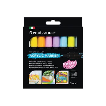 ปากกามาร์กเกอร์สีอะคริลิค เรนาซองซ์ ชุด 8 สี PASTEL