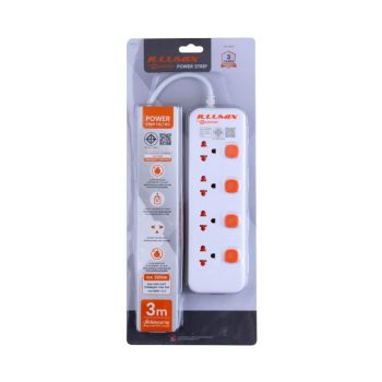 ปลั๊กไฟอิลลูมิกซ์รุ่น 4403S 4ช่อง 4สวิตซ์ 3เมตร สีขาว