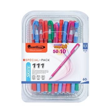 ปากกาลูกลื่น 0.5มม. Quantum Skate 111 หมึกสีน้ำเงิน (50ฟรี10ด้าม/กระบอก)