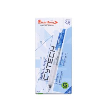 ปากกาลูกลื่น 0.5มม. ควอนตั้มไซเทค หมึกสีน้ำเงิน คละสี 
